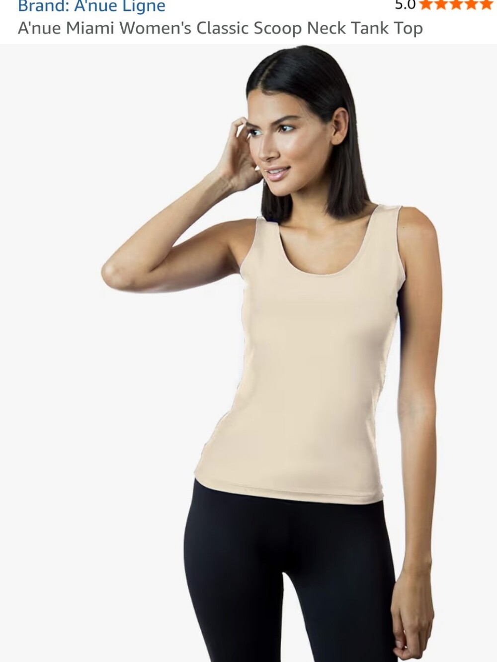 A'nue Ligne Of Miami Classic Scoop Neck Tank Top in Creamish Gold